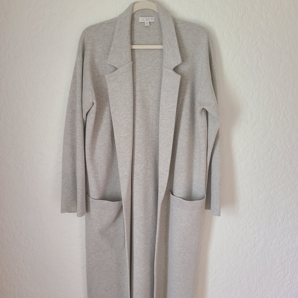 J Crew Ella Gray Long Open Cardigan